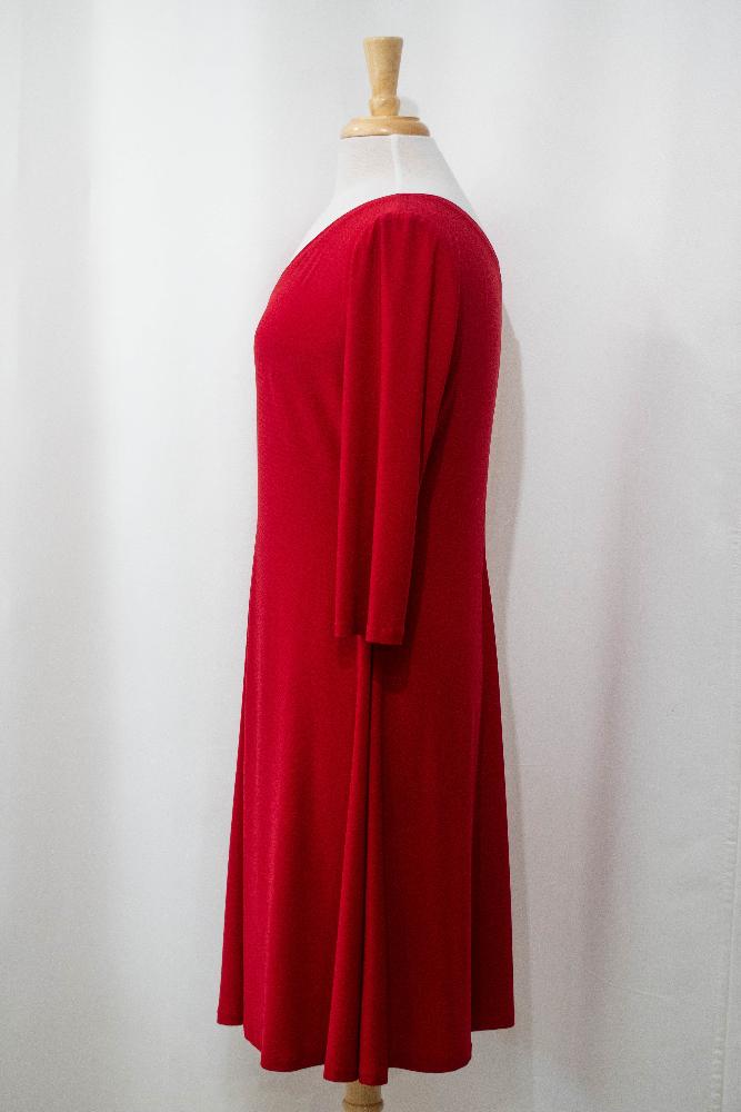 Robe ''Alice'' rouge à manches trois-quart