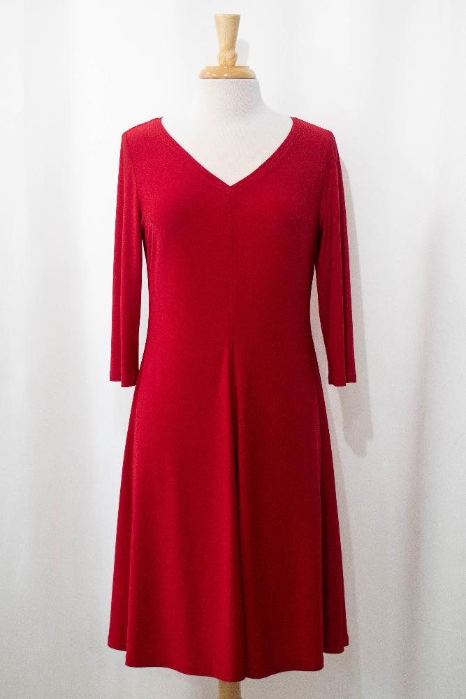 Robe ''Alice'' rouge à manches trois-quart