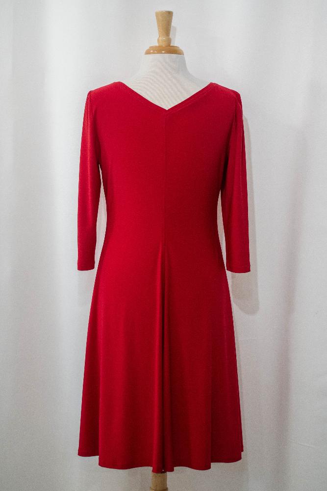 Robe ''Alice'' rouge à manches trois-quart