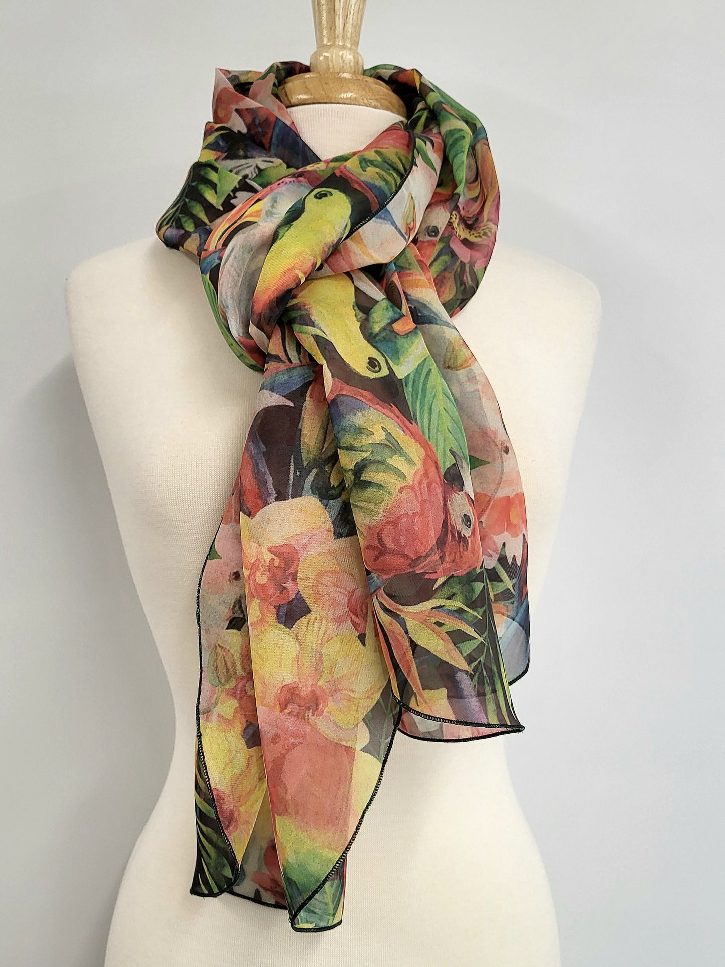 Foulard imprimé perroquets