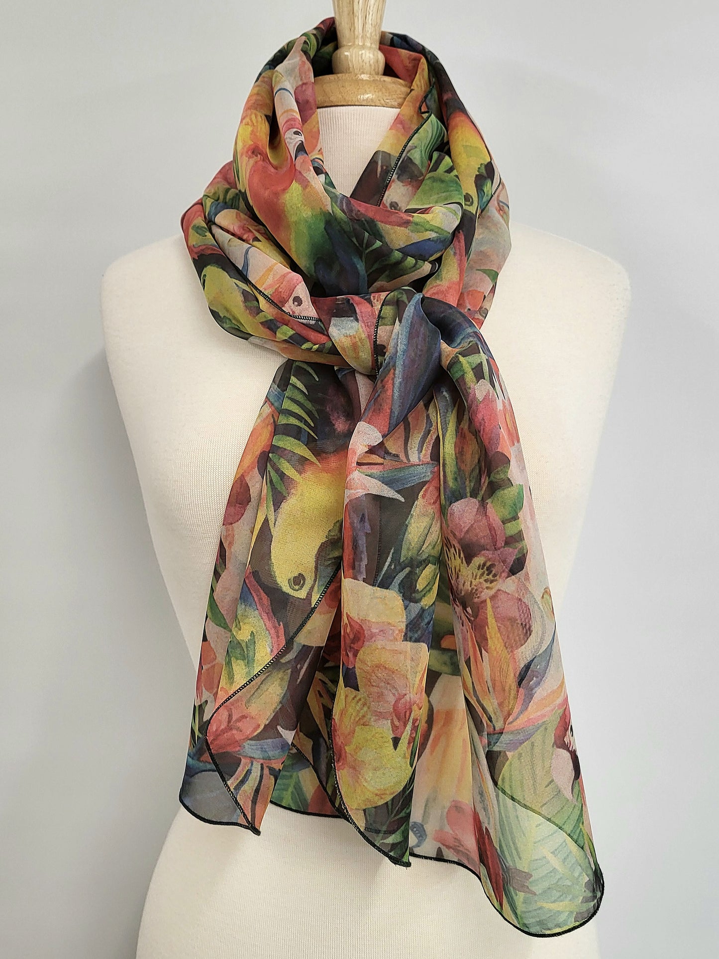 Foulard imprimé perroquets